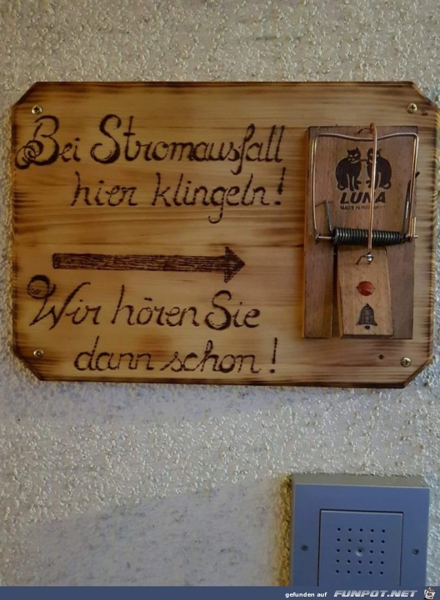 bei Stromausfall bei Stromausfall