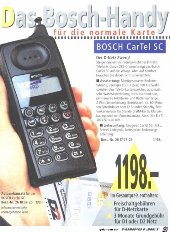 D-Netz Handy von BOSCH D-Netz Handy von BOSCH