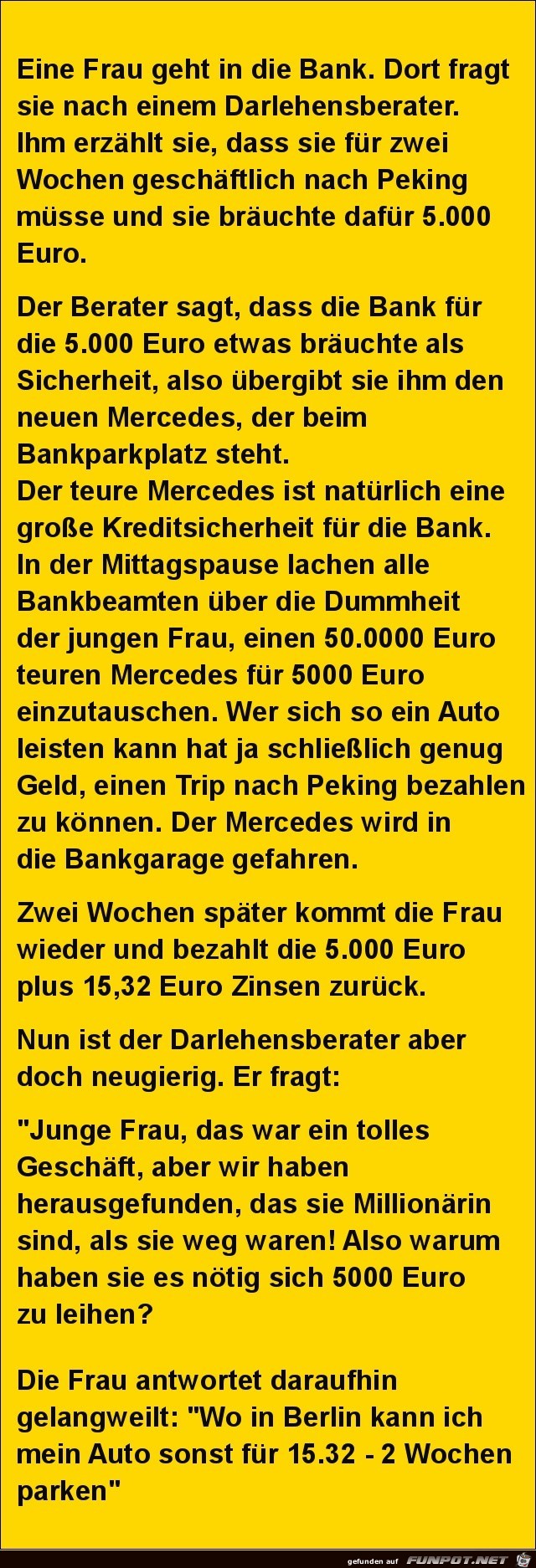 eine Frau geht zur Bank