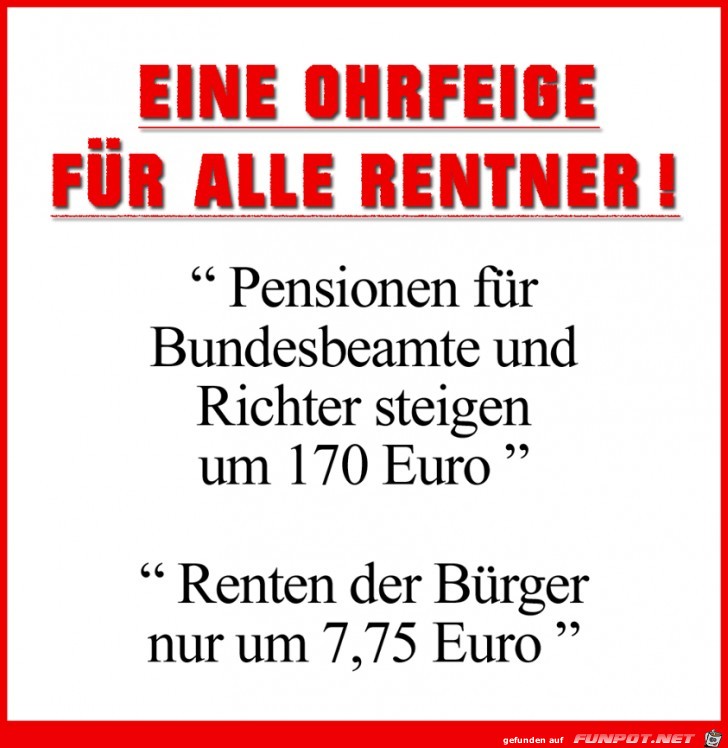Eine Ohrfeige für alle Rentner Eine Ohrfeige für alle Rentner