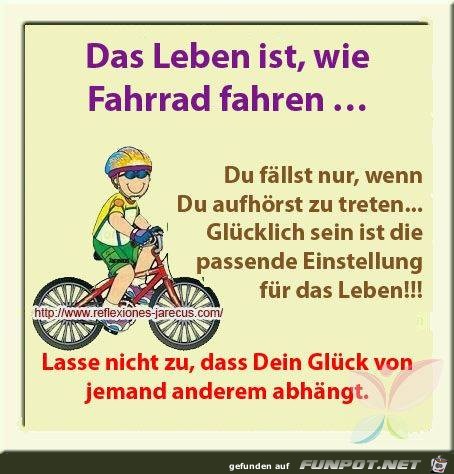 Das Leben ist wie ein Fahrrad fahren