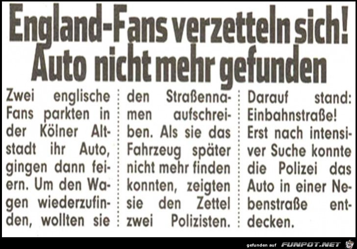 Auto nicht gefunden Auto nicht gefunden