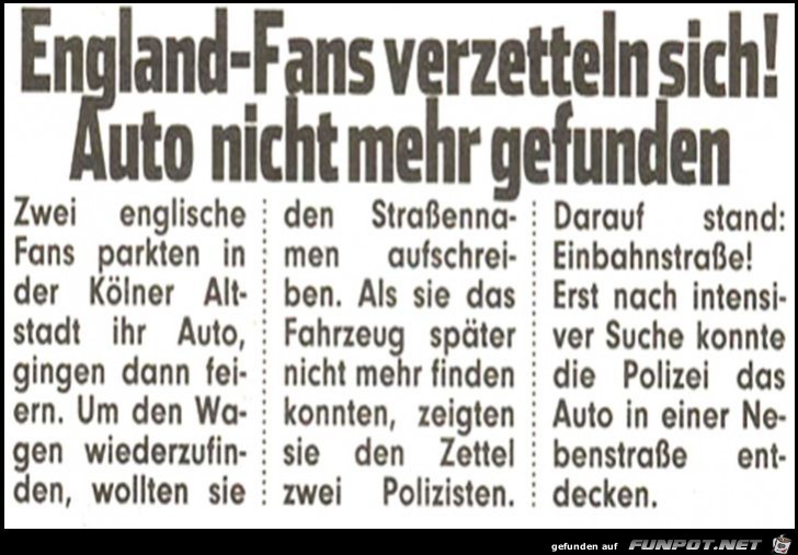 Auto nicht gefunden