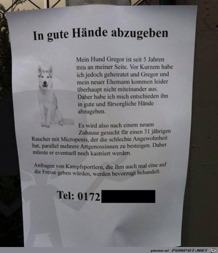 In gute Haende abzugeben