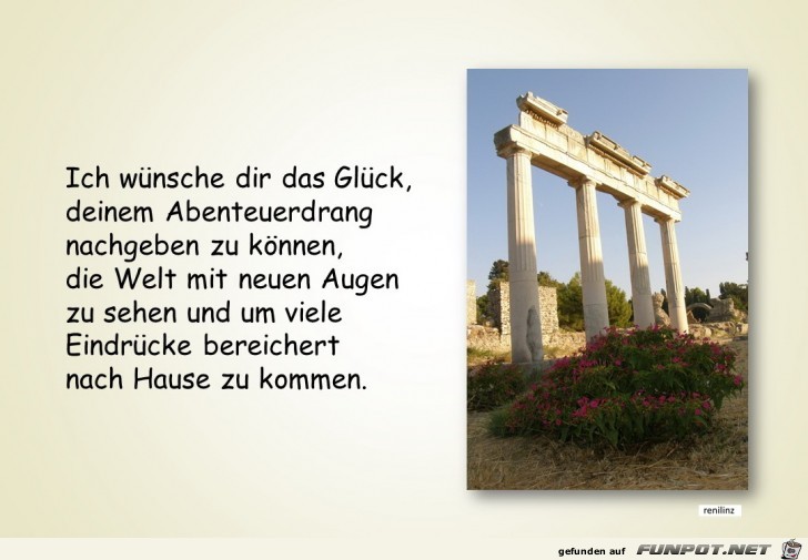 Ich wuensche dir das Glueck deinen Abenteuerdrang Ich wuensche dir das Glueck deinen Abenteuerdrang