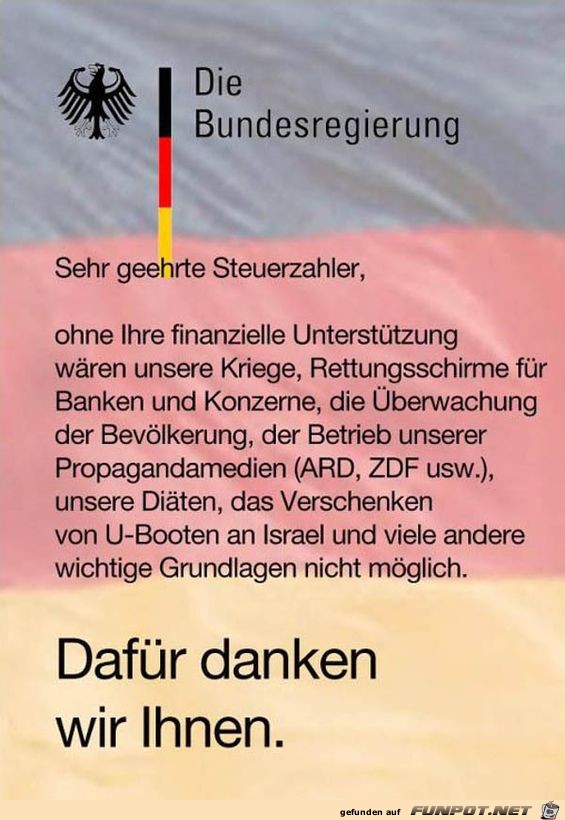 an die Steuerzahler