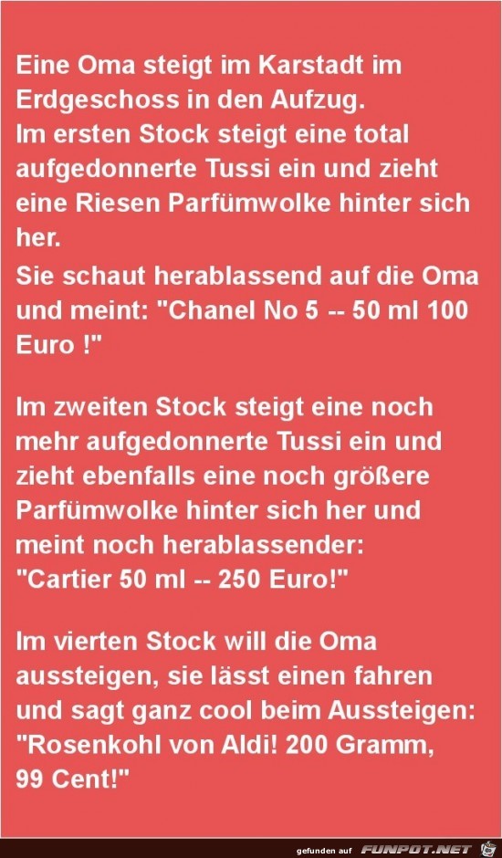 Oma im Aufzug