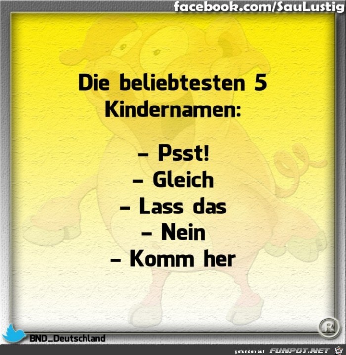 Die beliebtesten 5 Kindernamen