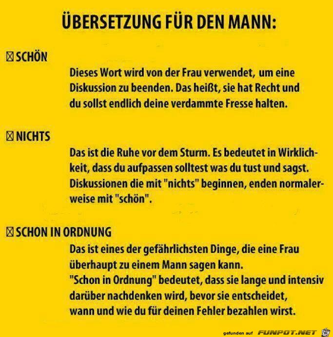 Uebersetzung fuer den Mann