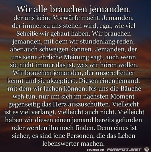 wir alle brauchen jemanden