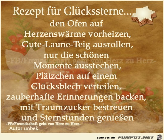 Rezept fuer Glueckssterne