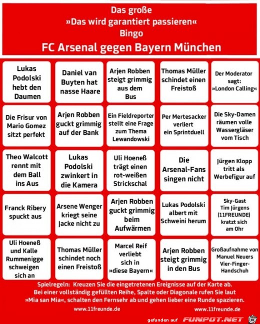 Bingo Arsenal Bayern