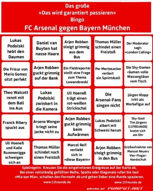 Bingo Arsenal Bayern