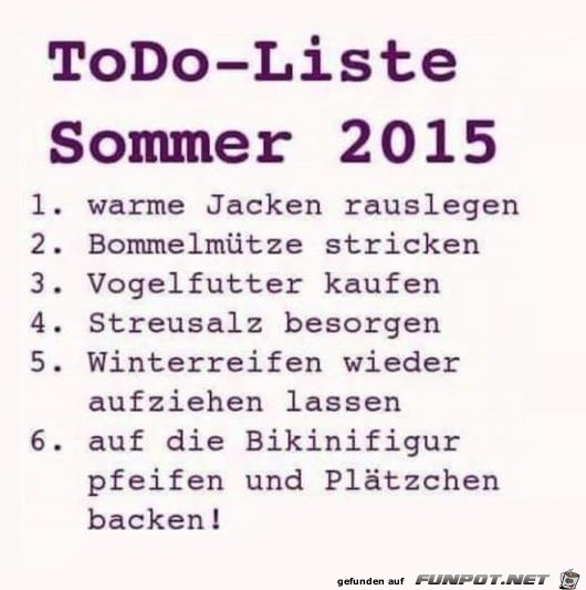ToDo-Liste Sommer 2015