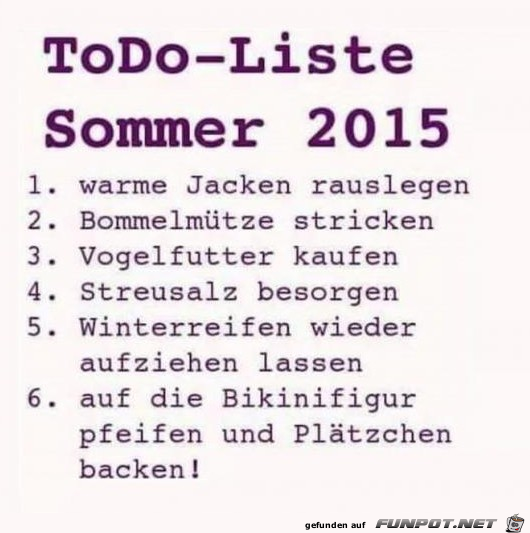 ToDo-Liste Sommer 2015 ToDo-Liste Sommer 2015