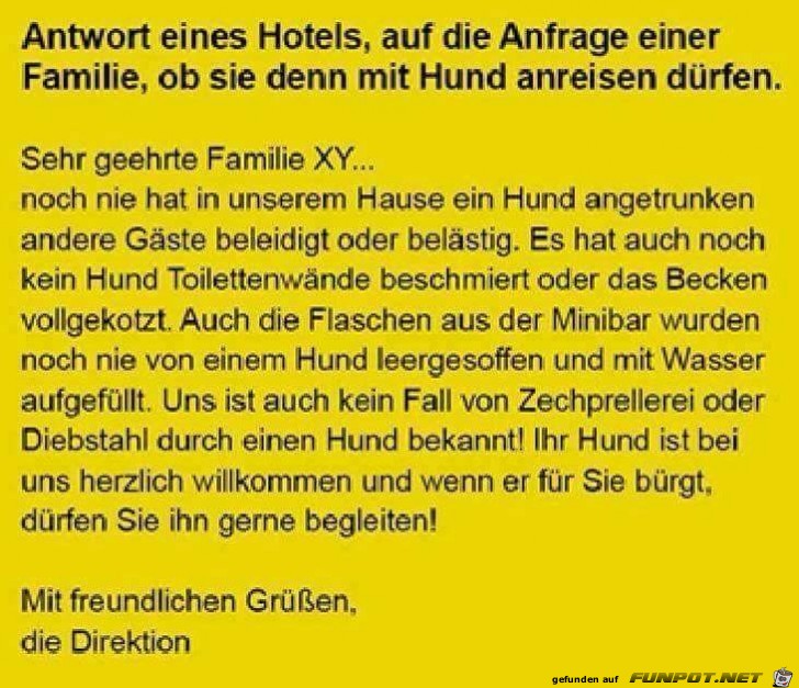 Anfrage hotel