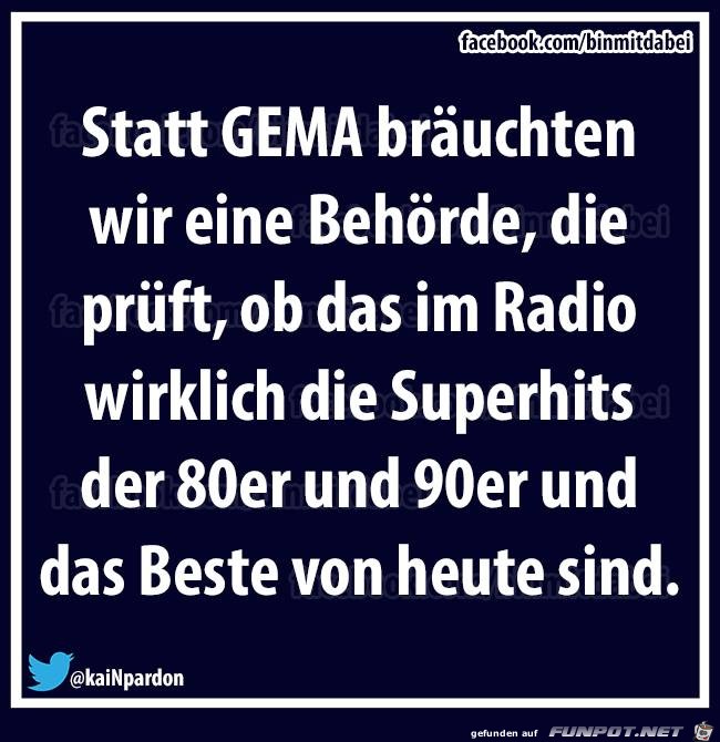 Statt GEMA bräuchten wir... Statt GEMA bräuchten wir...