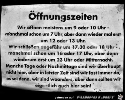 Oeffnungszeiten Oeffnungszeiten