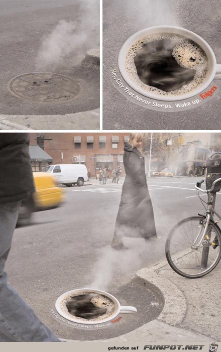 Coffee Ad Manhole Cover Coffee Ad Manhole Cover