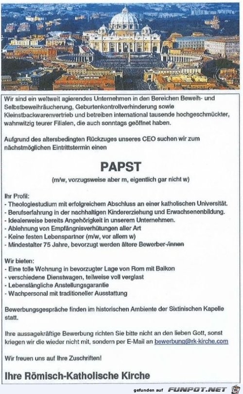 Papst gesucht Papst gesucht
