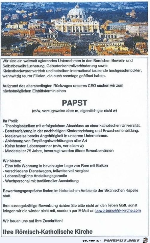 Papst gesucht