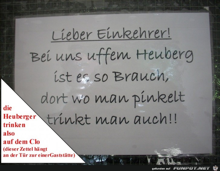 Spruch an einer Gasthaustuere