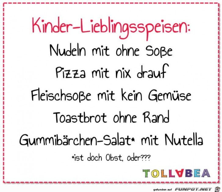 kinderlieblingsspeisen