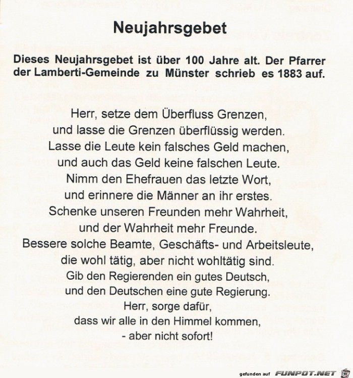Neujahrsgebet Neujahrsgebet
