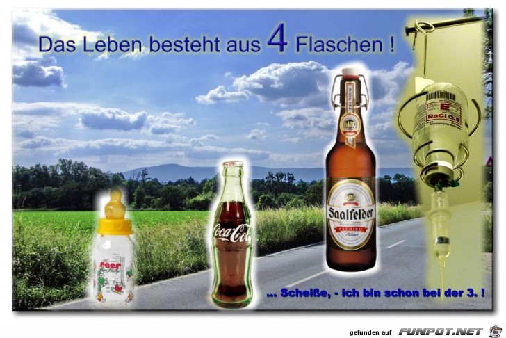 das Leben besteht aus 4 Flaschen das Leben besteht aus 4 Flaschen