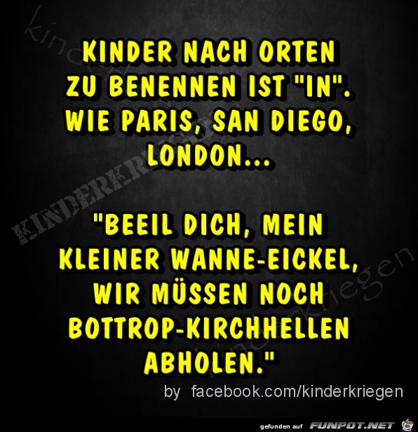 Kinder mit Ortsnamen