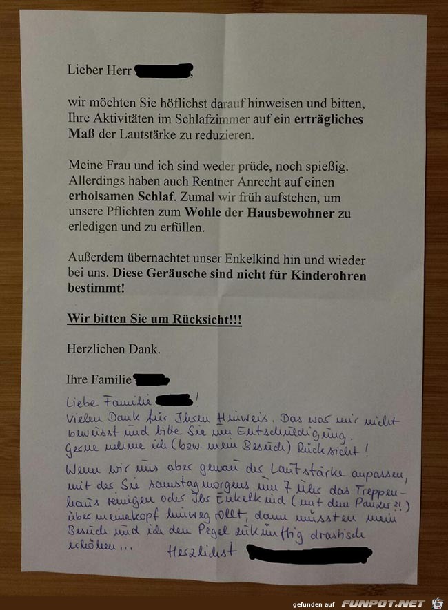 Brief von den Nachbarn Brief von den Nachbarn