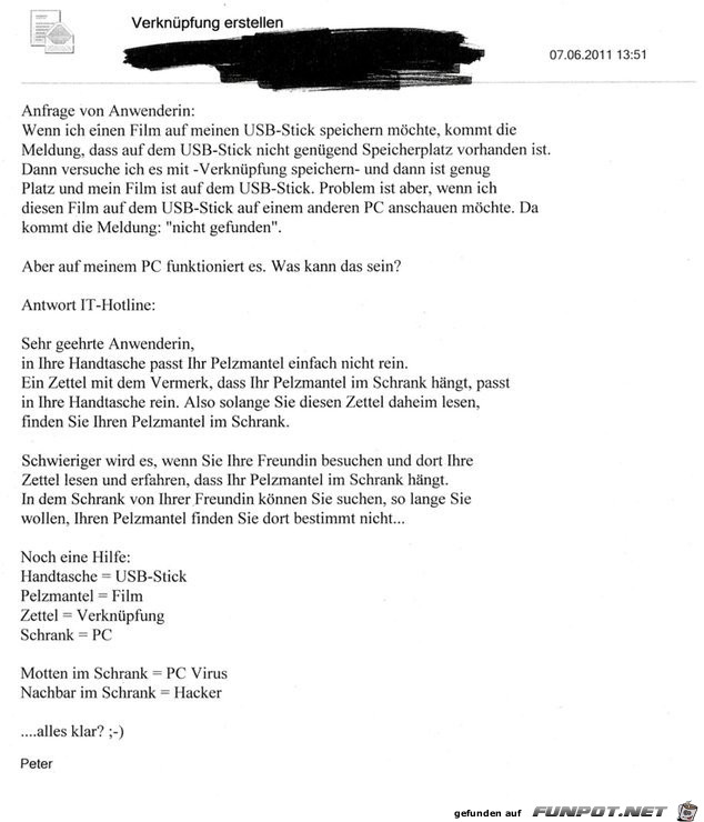Anfrage an den PC-Support Anfrage an den PC-Support