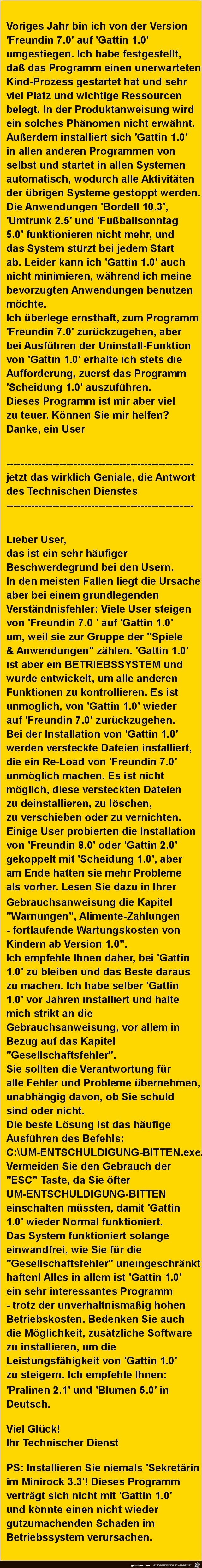 Programm von Freundin auf Gattin