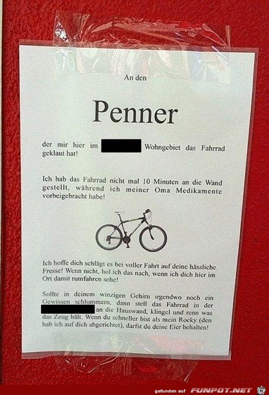 An den Penner... An den Penner...