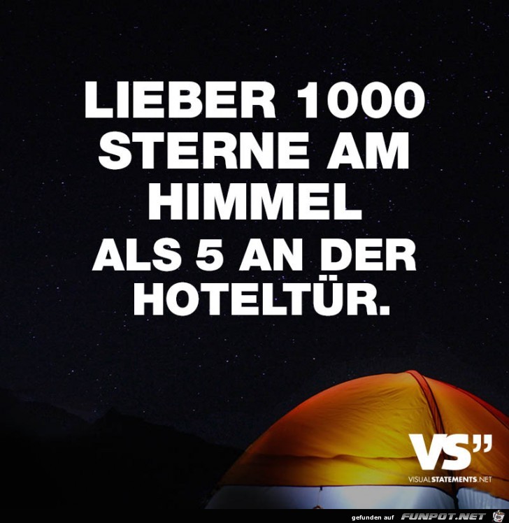 Lieber 1000 Sterne am Himmel