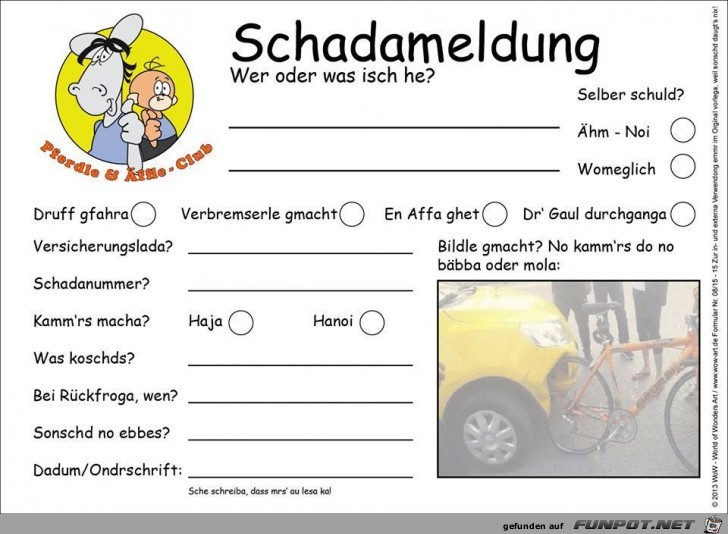 Schadameldung auf schwbisch