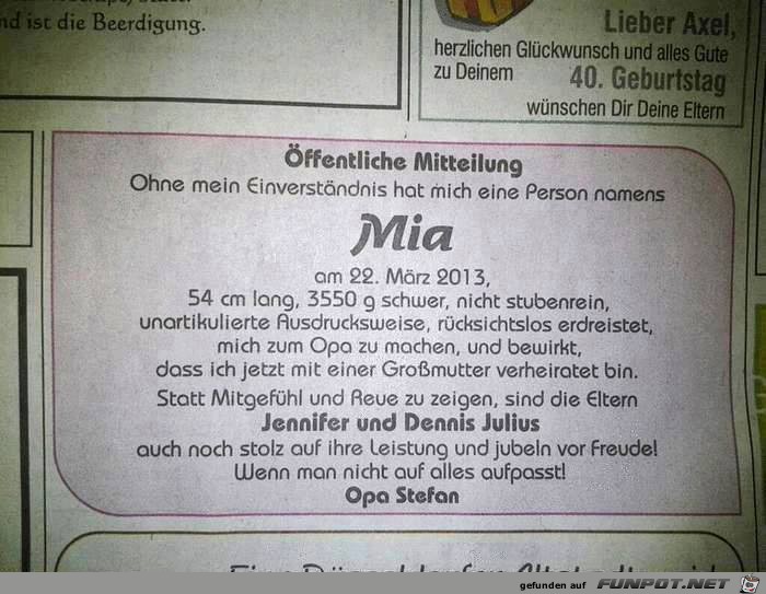 Mitteilung Mitteilung