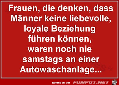 Maenner und Autowaschanlage