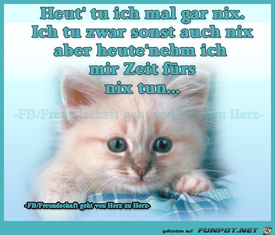 Heut tu ich mal gar nix Heut tu ich mal gar nix