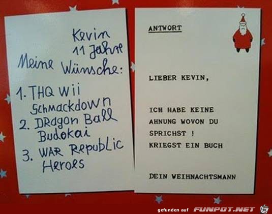 Kevins Wunschzettel Kevins Wunschzettel