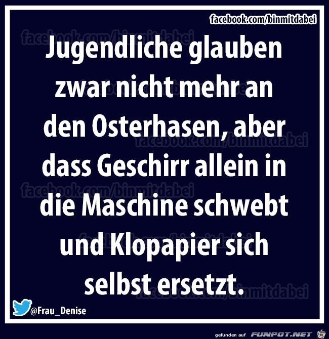 Jugendliche glauben an den Osterhasen