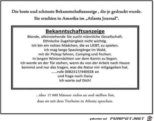 bekanntschaftsanzeige