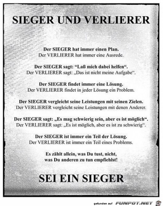 Sei ein Sieger