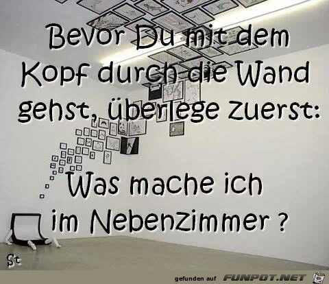 bevor Du mit dem Kopf durch... bevor Du mit dem Kopf durch...