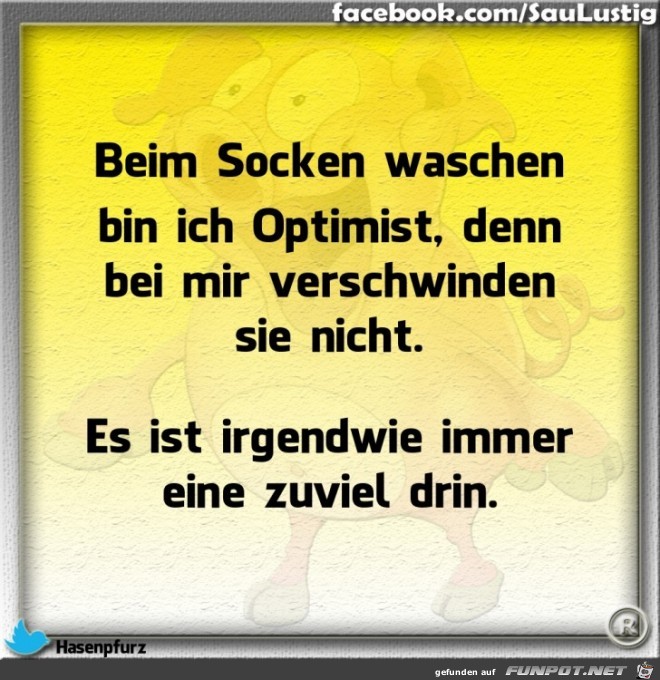  Optimist beim Socken Waschen