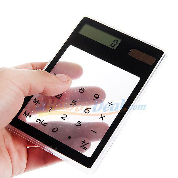 Solar Powered Simple Transparent Touch Screen Pocket Calcula