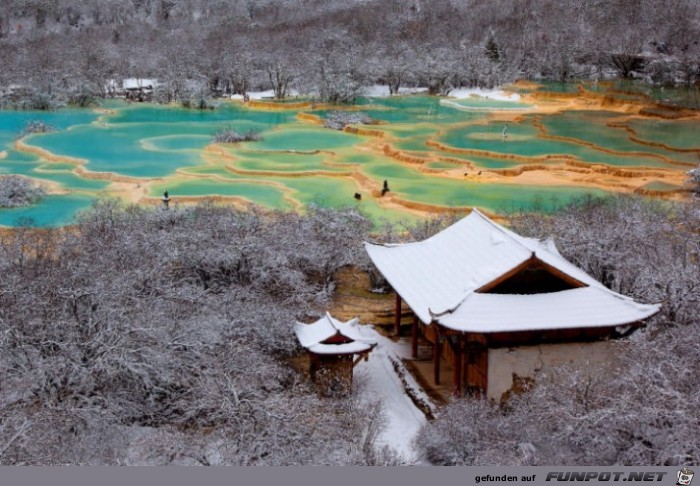 Huanglong - der Park in China besteht aus einem Fluss 1 Huanglong - der Park in China besteht aus einem Fluss 1