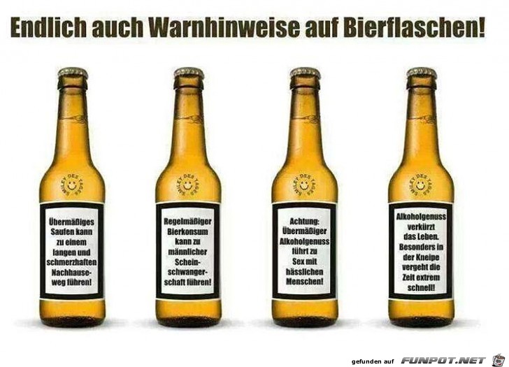 Warnhinweis auf Bierflaschen