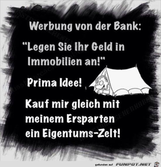 werbung von der Bank werbung von der Bank