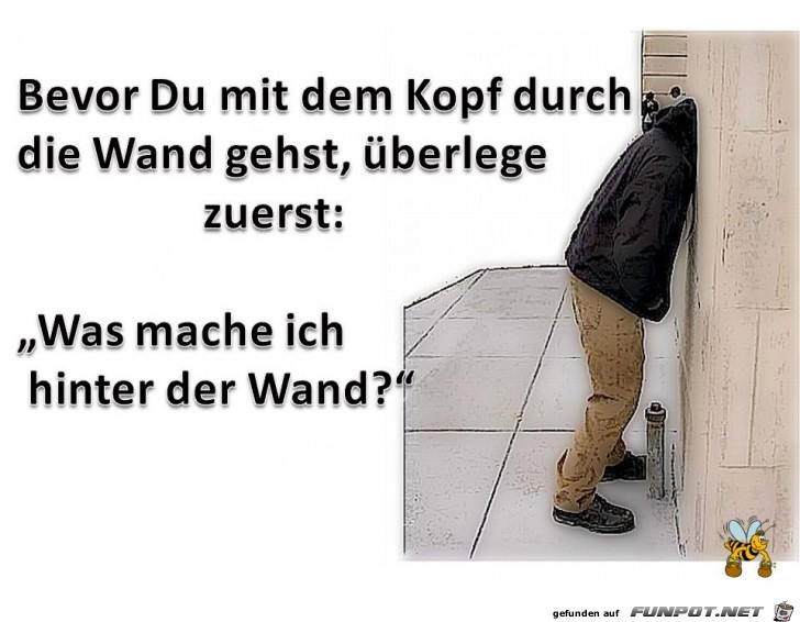Bevor Du mit dem Kopf Bevor Du mit dem Kopf
